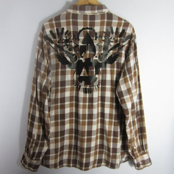 New Artful Dodger Mens 4XL Brown Plaid 100% Cotton LS Button Front Shirt - Picture 6 of 14
